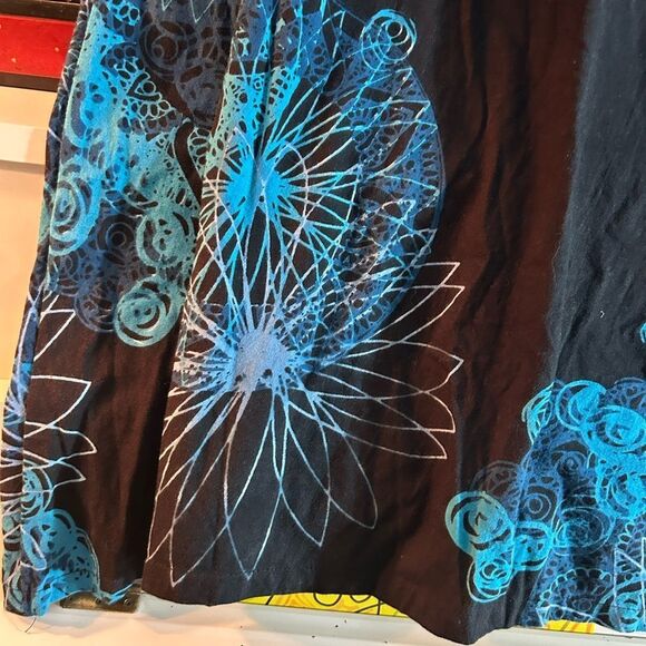 Leopards & Roses Elegant Boho Asymmetrical Black and Blue Dress XL - Picture 5 of 16